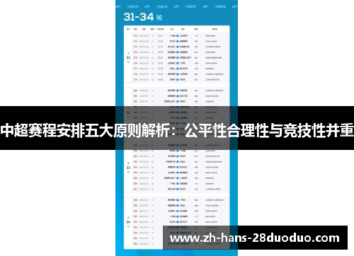 中超赛程安排五大原则解析：公平性合理性与竞技性并重