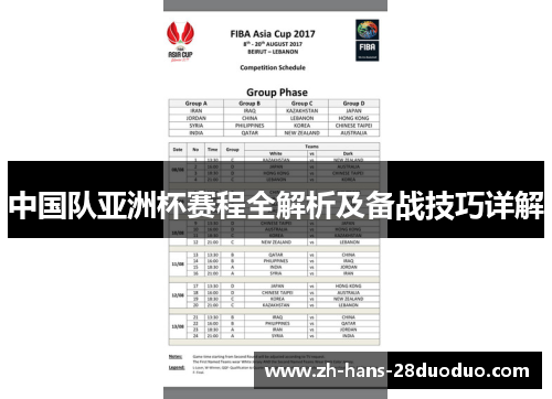 中国队亚洲杯赛程全解析及备战技巧详解
