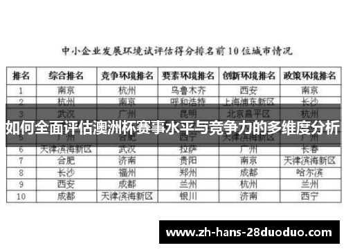 如何全面评估澳洲杯赛事水平与竞争力的多维度分析 如何全面评估澳洲杯赛事水平与竞争力的多维度分析